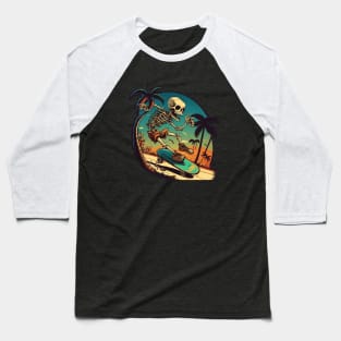 Skateboarding Skeleton Baseball T-Shirt